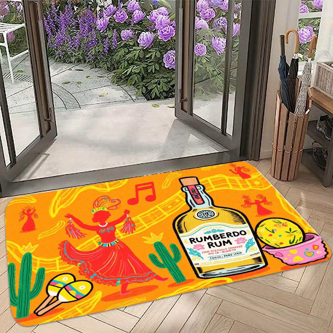 

MatMuse Vibrant Fiesta Rum Bottle Soft Diatomaceous Earth Mat Floor mats Easy Care Eye-Catching Washable Entrance Fashion Mat