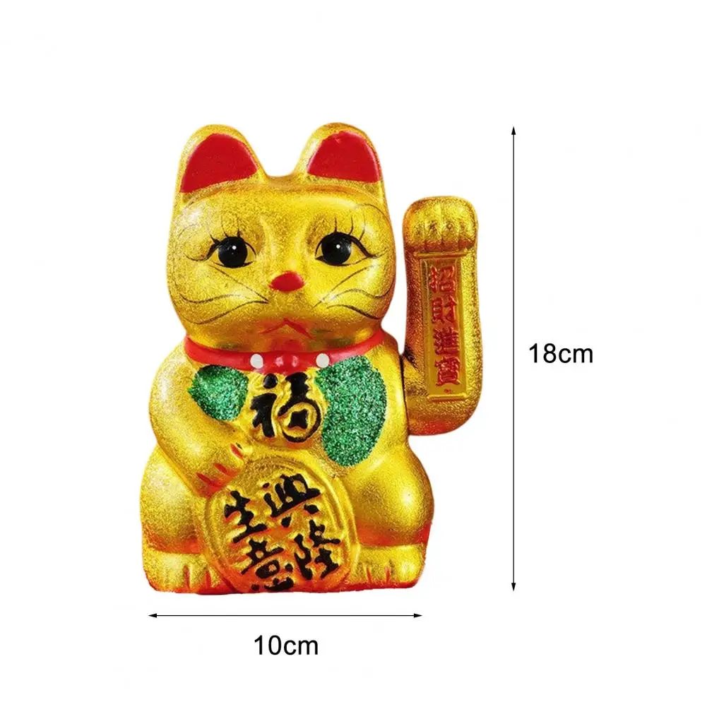 Ornamen Kucing Keberuntungan 7 Inci dengan Kata-kata Berkat Yang Berjabat Tangan Keramik Patung Kucing Keberuntungan Pembukaan Hadiah Dekorasi Rumah