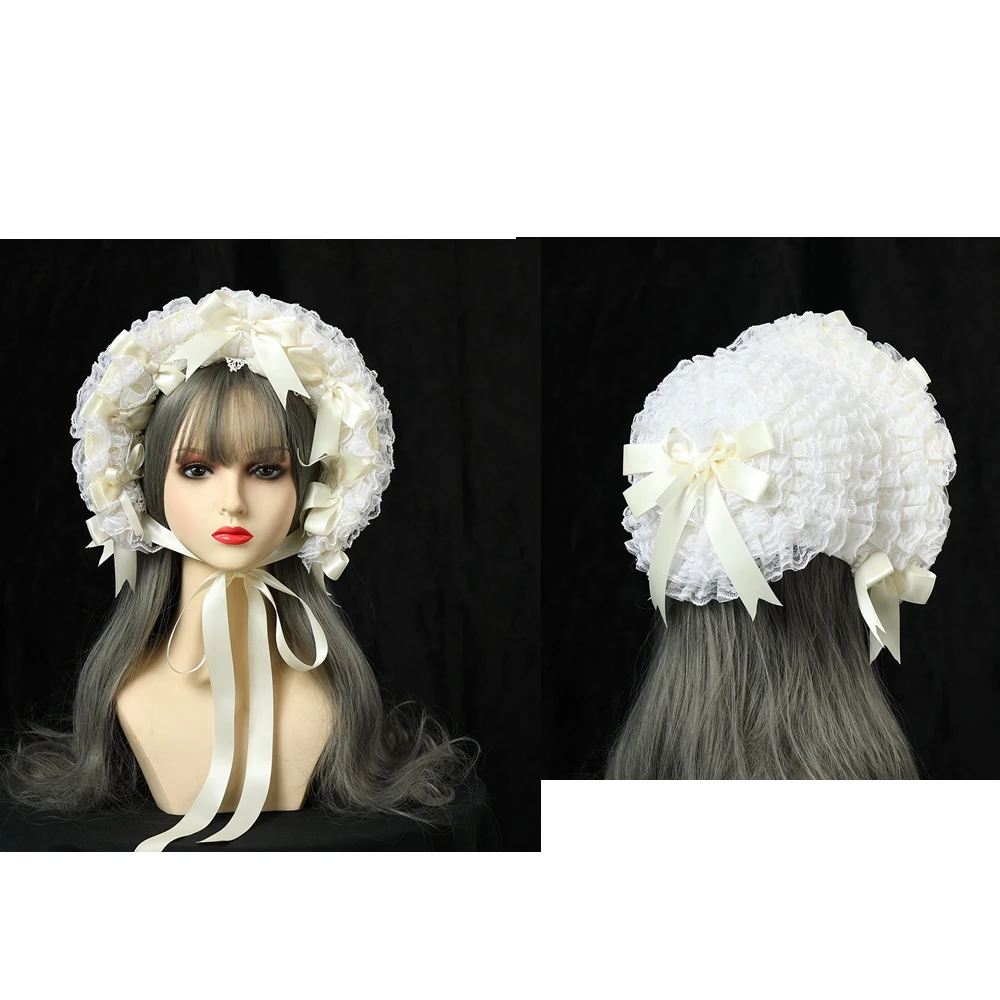 Lolita Lace Bonnet Hat Women Victorian Party Straw Hat