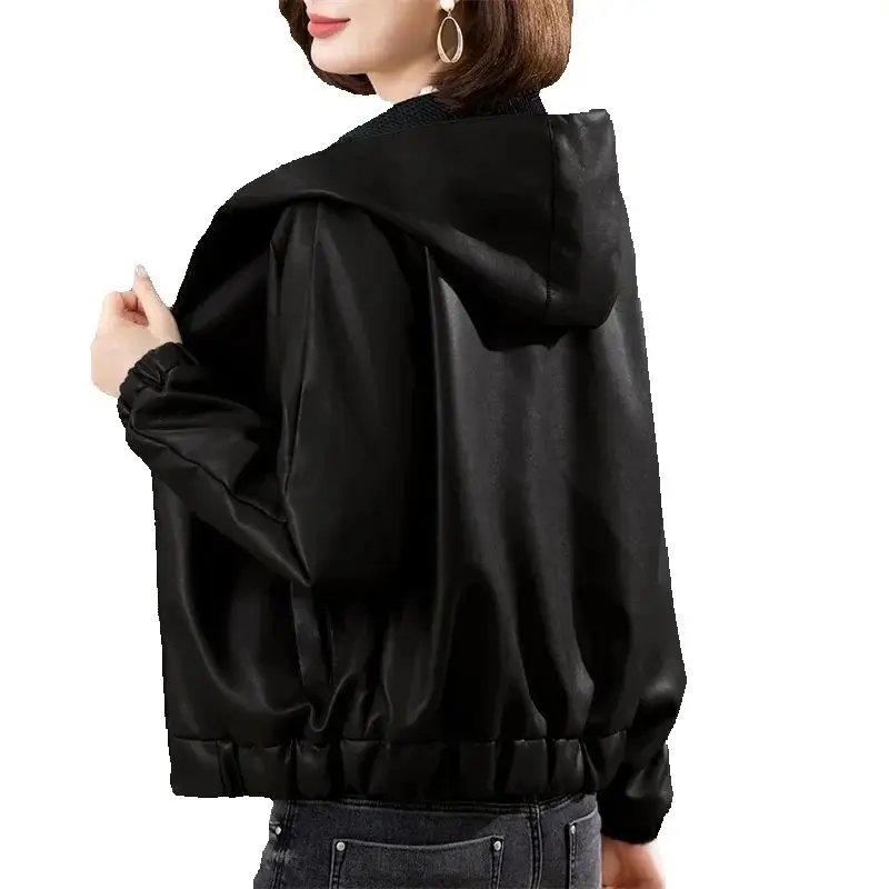 ベルベットPUレザーコート レディース 2025 新作 ファー ジャケット 秋冬 フード付き ルーズ アウター スリム ショート レザージャケット レディース アウター