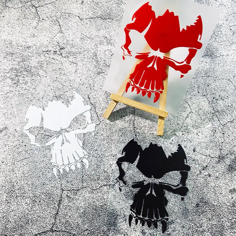 

1pc 2D Flat Gothic Viking Skull Motorcycle Sticker Laser Gradient Waterproof Vinyl Decal Removable for Scooter Dirt Bike