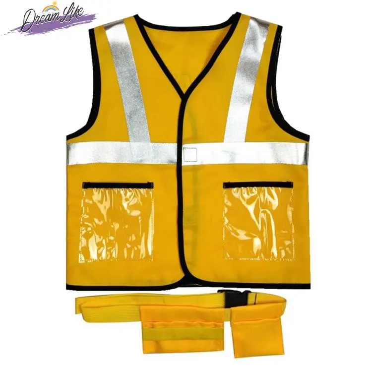 مجموعة أزياء لعب الأدوار لمهندس يوم الأطفال مكونة من 5 قطع من ملابس عمال البناء وسترة أزياء الهالوين للأطفال