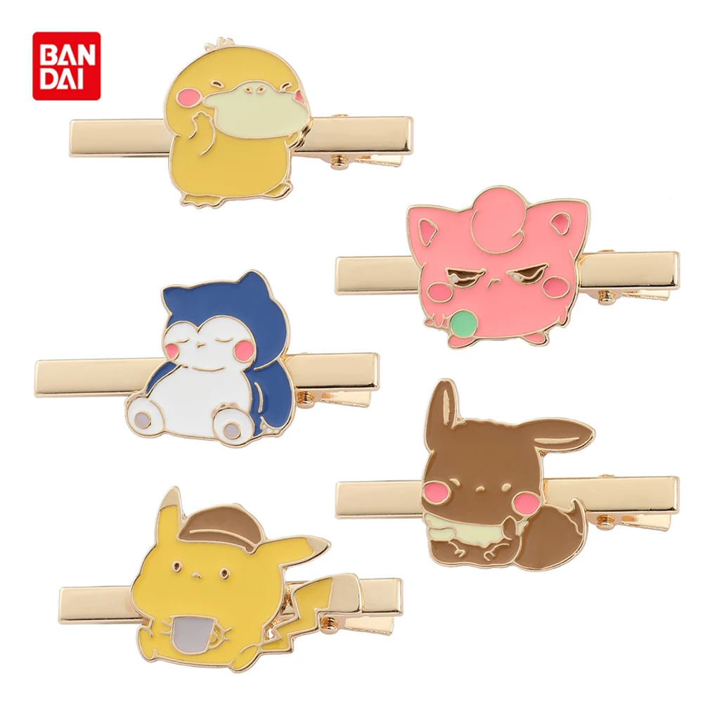 Bandai Pokemon Kawaii Hairpin Cute Pikachu Cartoon Hair Clip for Women Girls Head Accessories Anime Cosplay Periphery Gift