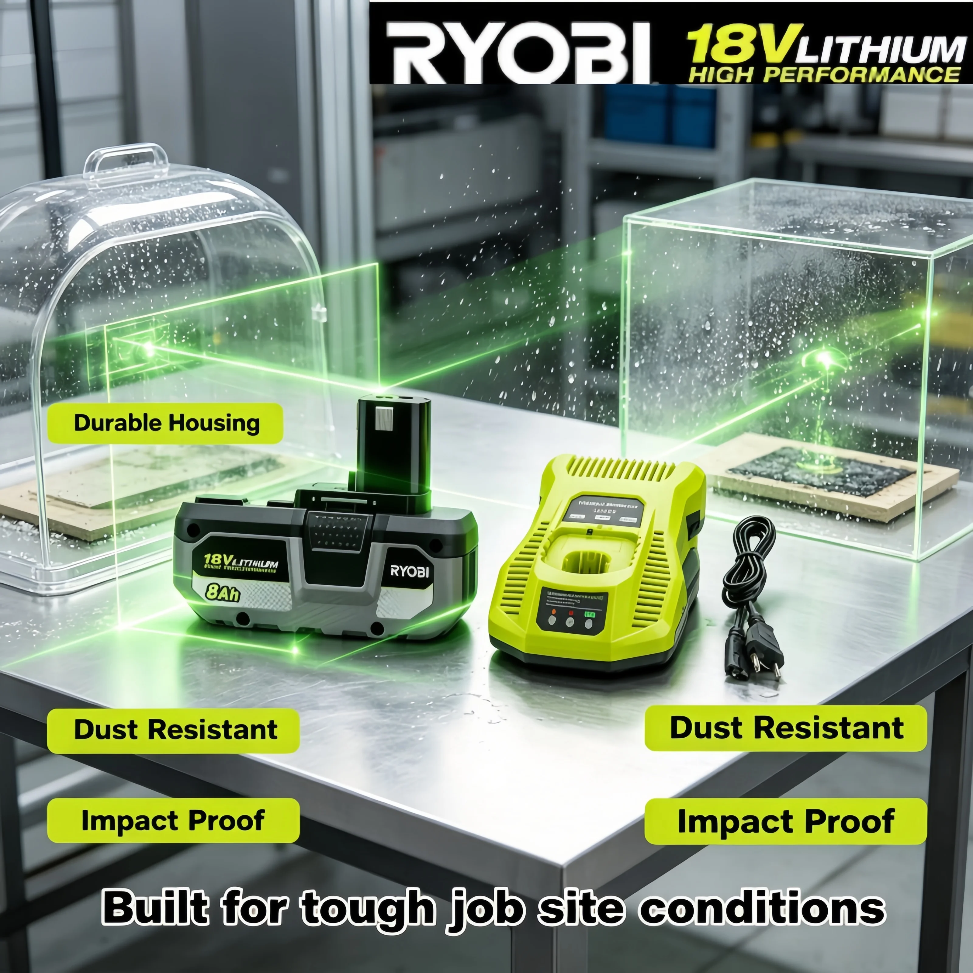 Original Ryobi P108 18V One+ 18 Volt Li-ion Power Tools P104 P107 RB18L50 RB18L20 P108 Heavy Duty Support Rechargeable Battery