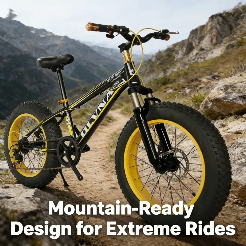 20 Inch Black And Yellow Fat Tire Snow Bike 26 Inch Mountain Bike with Variable Speed And Disc Brake for Students