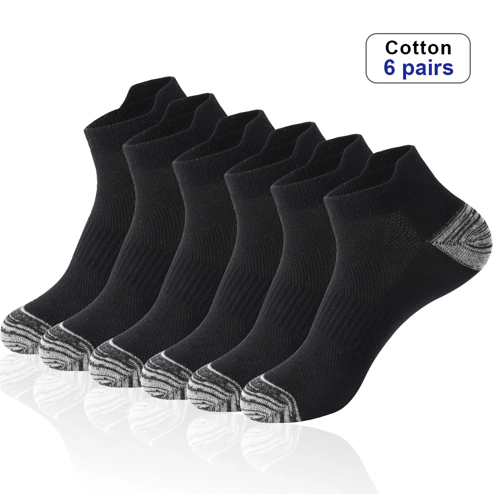 6 paires de chaussettes de sport en coton pour hommes, de haute qualité, respirantes, en maille, décontractées, athlétiques, d\'été, coupe fine,