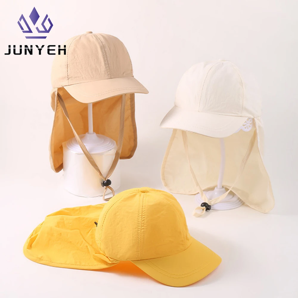 Cotton Neck Flap Hat Boys Girls Beach Hats Sun Protection Sun Baseall Caps Quick Dry Surfing Swimming Hat For Kids 3-10 Years