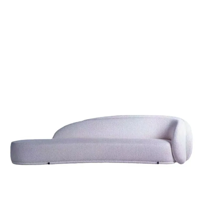 Light luxury lamb wool curved sofa, special-shaped white sales office, clubhouse Nordic fabric ins style furniture