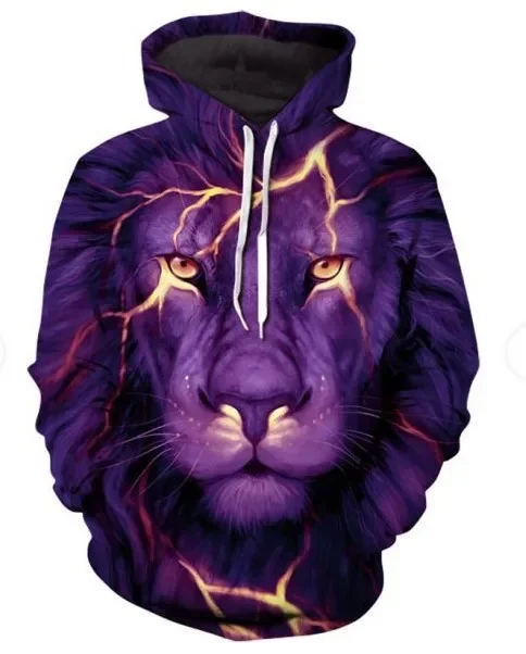 Foreign Trade Cross-border Amazon Lion Animal 3D Digital Printing AliExpress Men\'s and Women\'s Trend Casual Fashion Hoodie