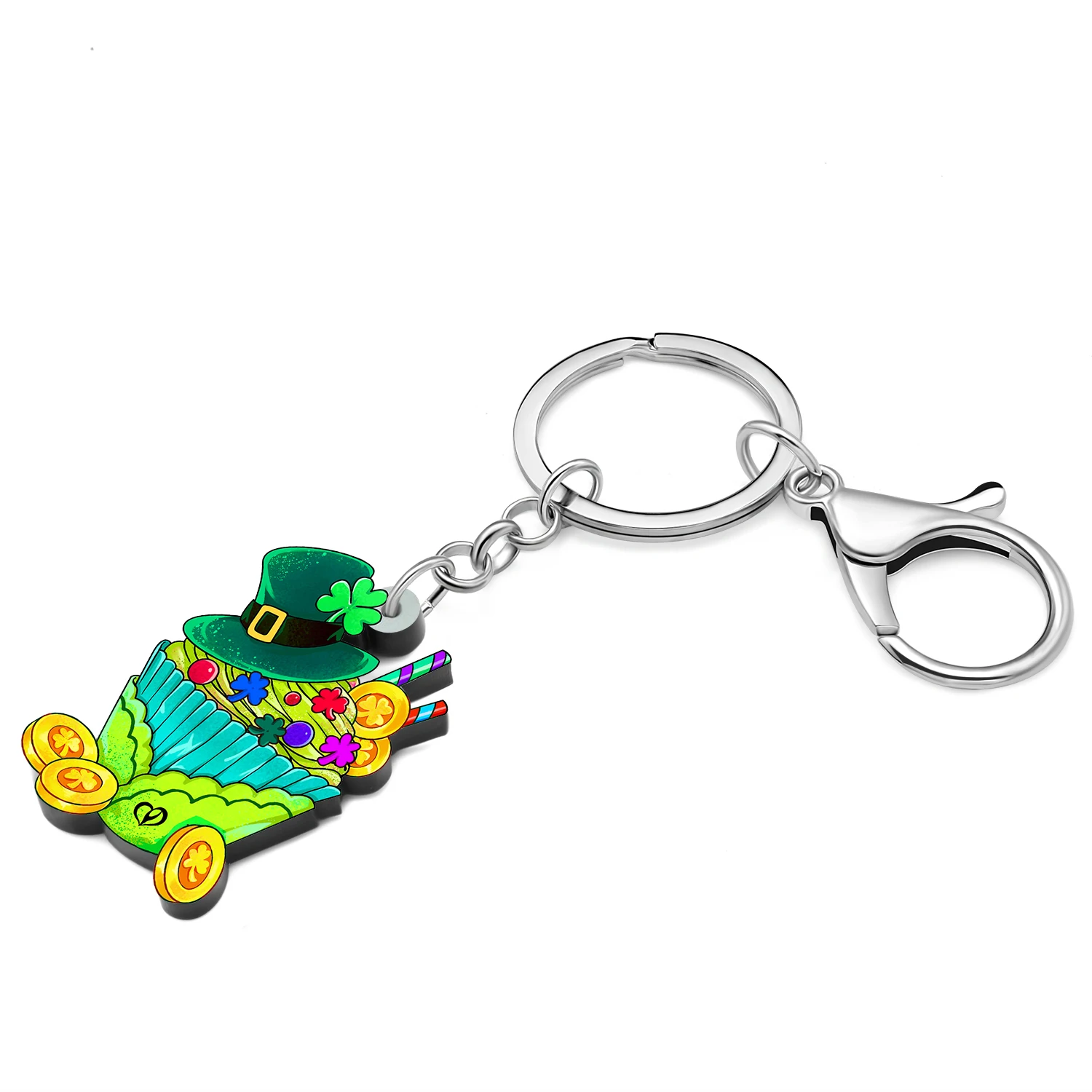 Bonsny Acrylic St Patricks Day Decorations Cake Keychain Cute Novelty Key Chains Ring Food Jewelry For Women Girl Bag Charm Gift