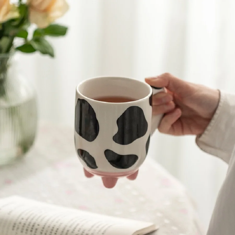 1pc 500ml/17oz Funny Cow Print Coffee Mug, Ceramic Coffee Cup, Water Cup, Summer Winter Drinkware, Perfect Gift