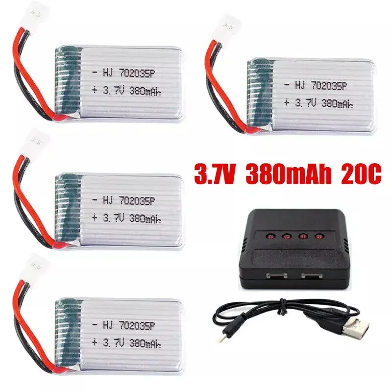 3.7V 20C 380mAh 702035 Li-Po Battery for SYMA X5C-1 X8TW X5SW Hubsan X4 H107 MJX F47 DFD F180 Quadcopter RC Drone Spare Parts