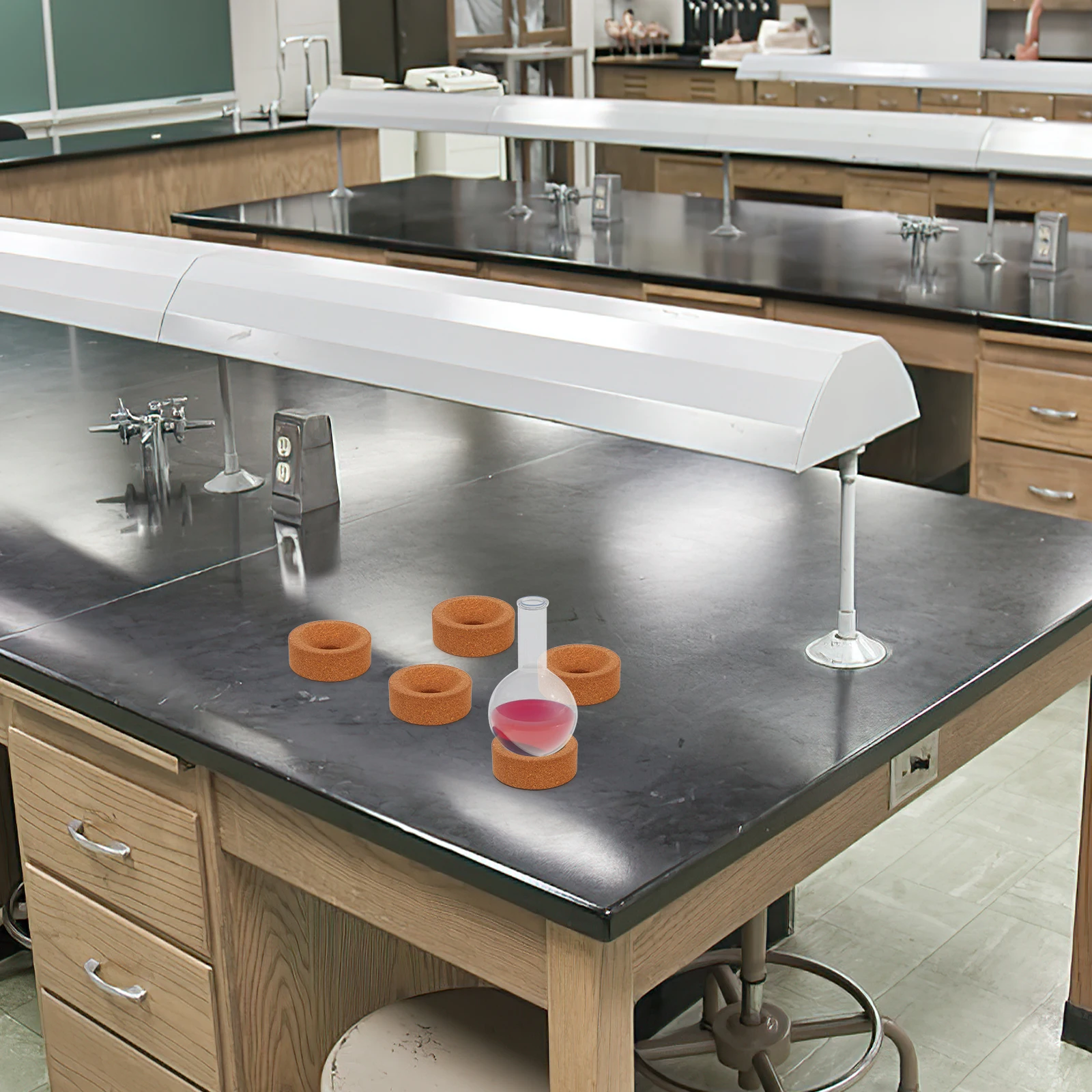 

5 pcs Flask Stand Lab Bottle Support Acid Alkali Resistant Heatproof Rubber Holder For Glassware 80Mm Diameter