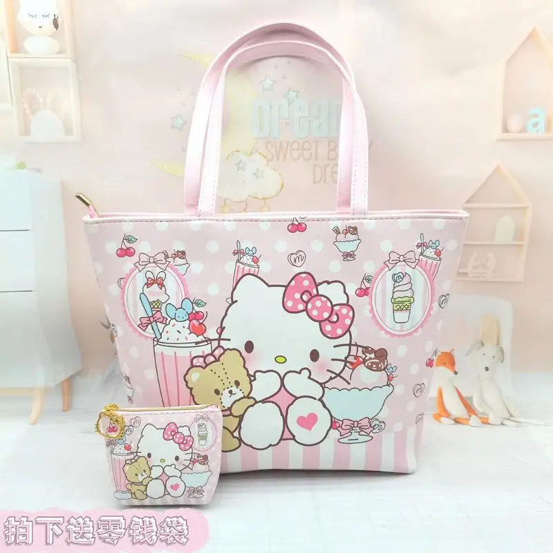 

Kawaii Hello Kitty сумка через плечо Sanrio Cinnamoroll My Melody Kuromi аниме женская сумка для покупок сумка для монет большой емкости подарки