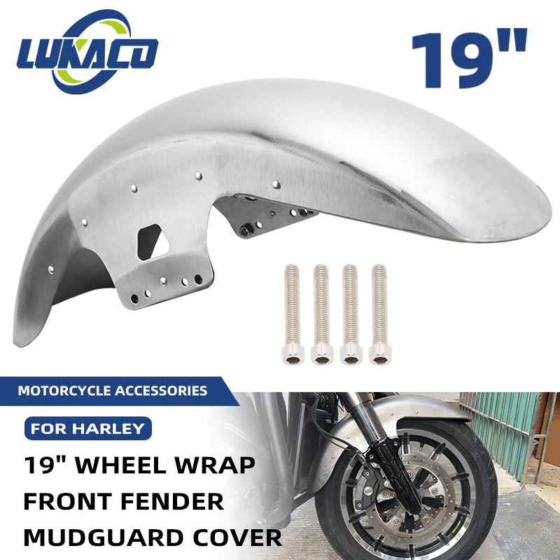 

Motorcycle Accessories 19" Unpainted Wrap Front Fender Guard Cover For Harley Touring Road King Electra Street Road Glide 14-up