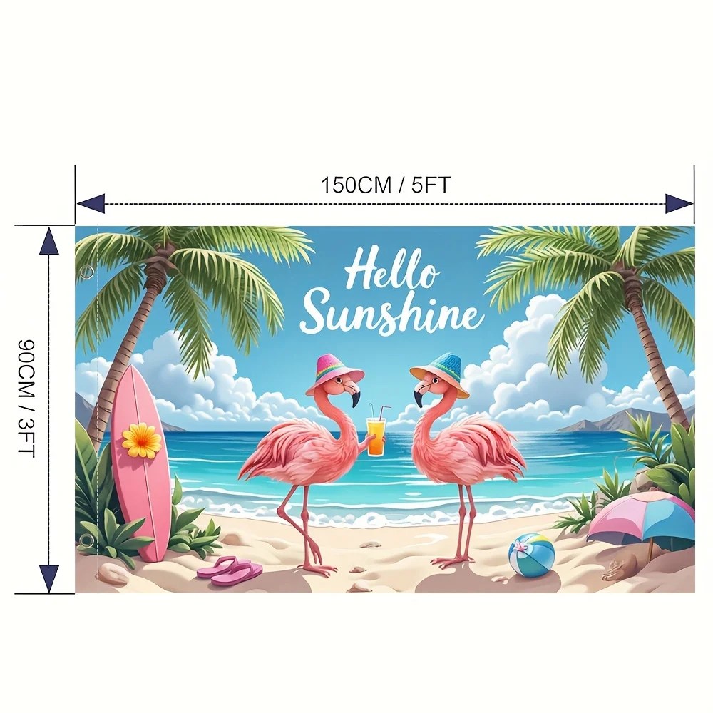 Hello Sunshine Flamingos Garden Flag Tropical Beach Welcome Polyester House Banner Decor