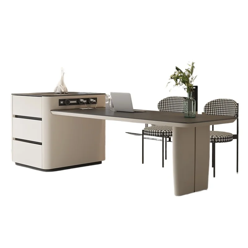 

Island table integrated cream wind retractable multi-functional rock slab, island table extremely simple household advanced