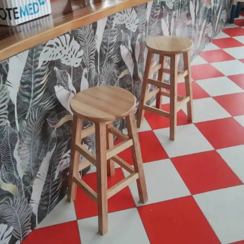 

Rustic Dining Room Bar Chair Design Minimalist Cafe Nordic Island Bar Chair High Wooden Modern Sillas Para Barra Club Furniture