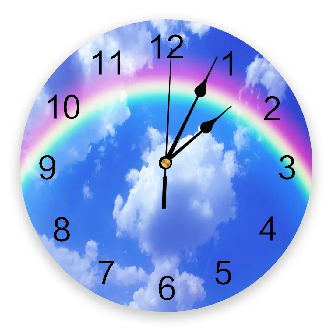 Rainbow Sky Spring Cloudy Bedroom Wall Clock Large Modern Kitchen Dinning Round Wall Clocks Watches Living Room Watch Home Decor