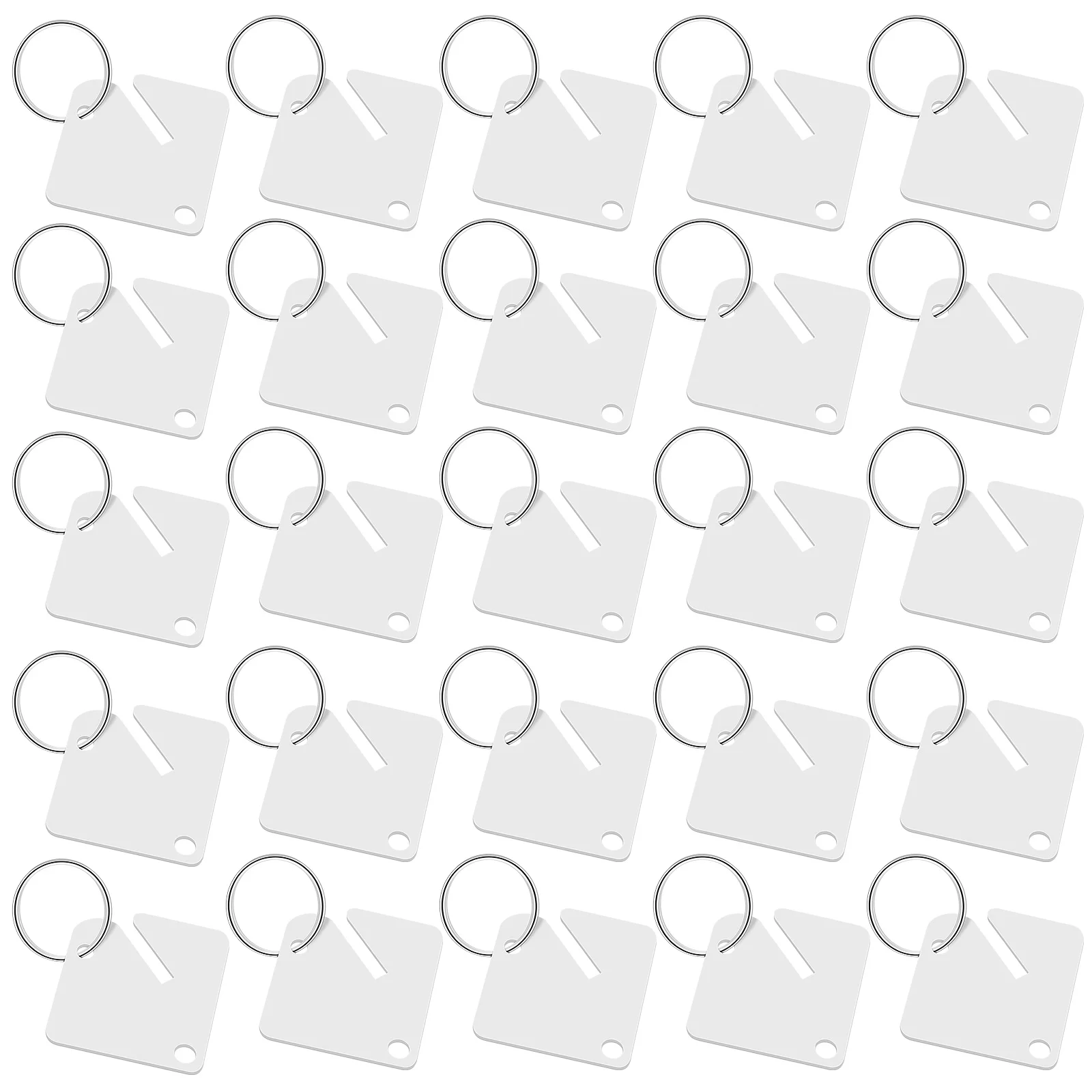 

60pcs Keychain Blank White Identification Key Tags Plastic Label Tags Key Chain Blanks Bulk Blank Keychain DIY