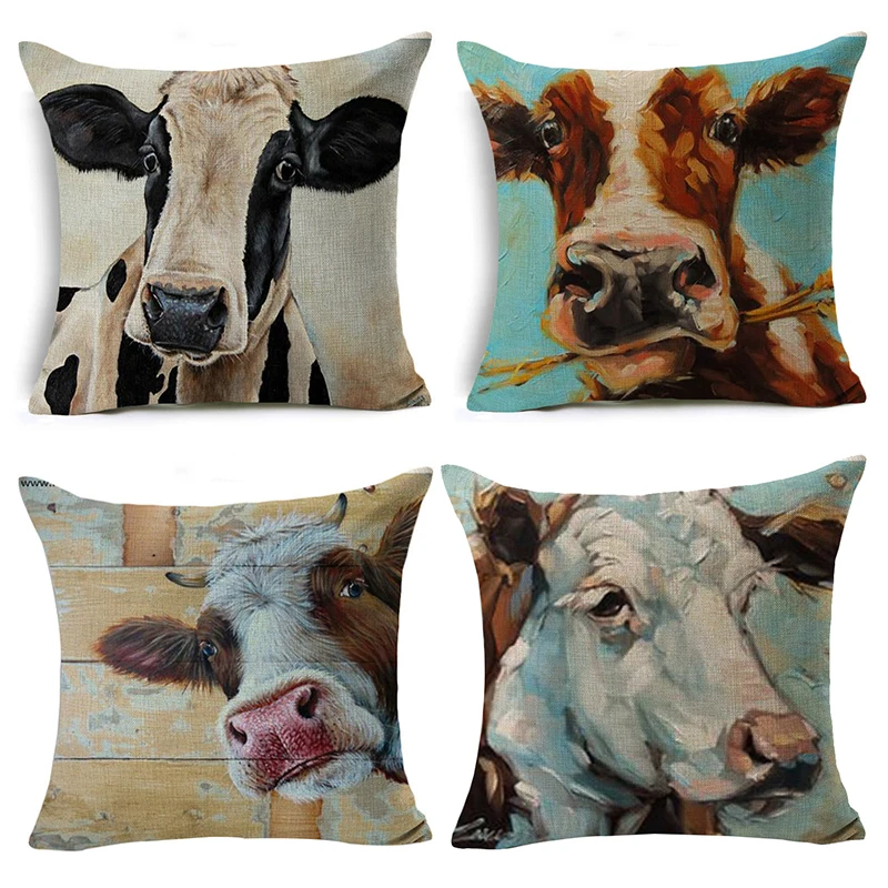 

Farm Animal Pillow Case Cow Pig Pillowcase Decor Home Sofa Bed Garden Chair Pillow Cover Living Room Decor 45x45 cm