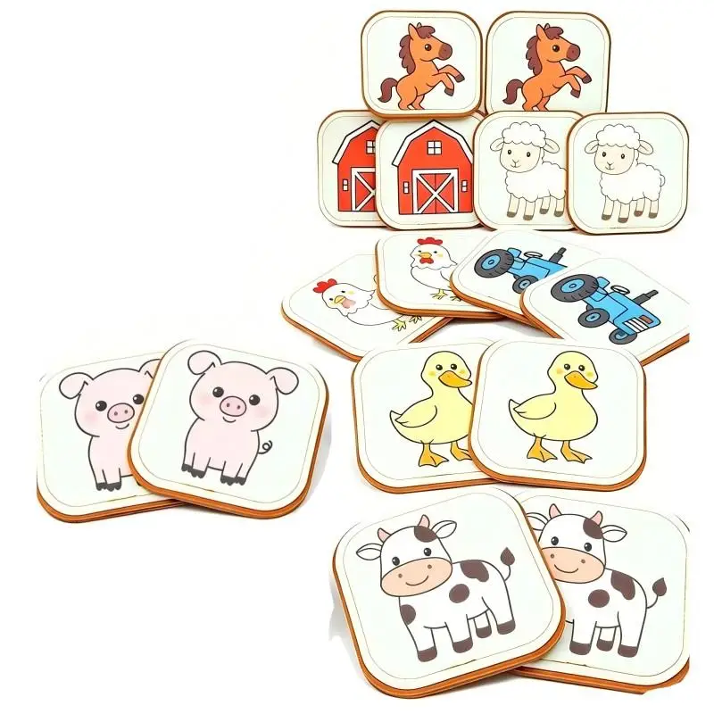 Kids Felt Wild Animal Memory Matching Game, Soft Sensory Flash Cards, Preschool Quiet Travel Educational Safari Toy