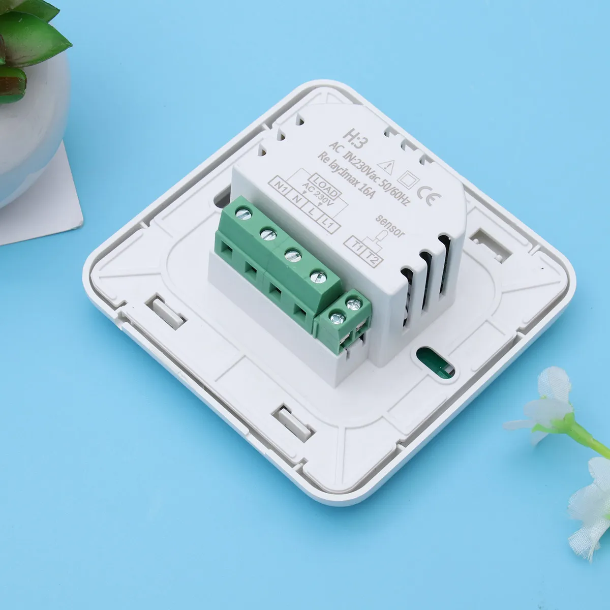 Programmable Digital Smart Thermostat Touch Screen Room Heating Controller External Probe White Underfloor Floor Heating