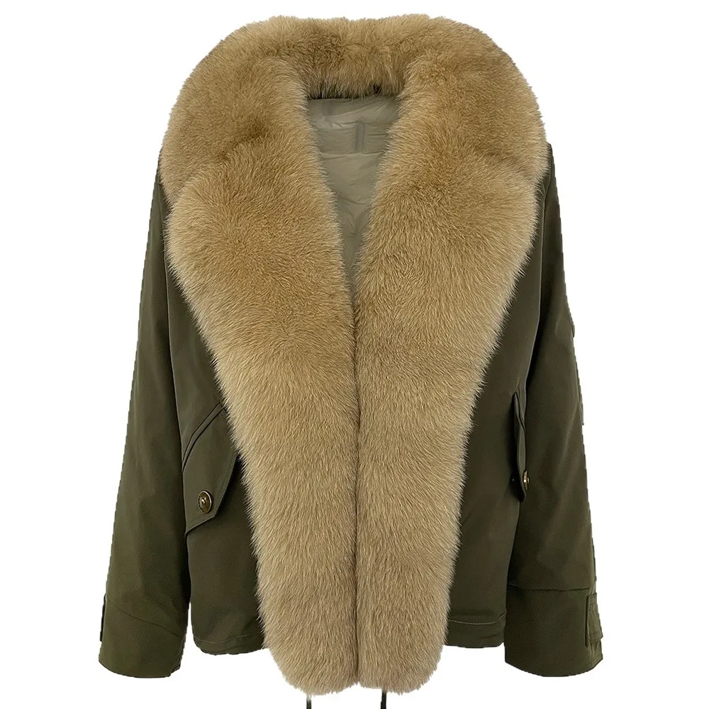 سترة سترة من فراء الثعلب الطبيعي معطف أبيض من ريش البط للنساء سترة سميكة عصرية للثلج مع معطف بياقة من فرو الثعلب الحقيقي #5