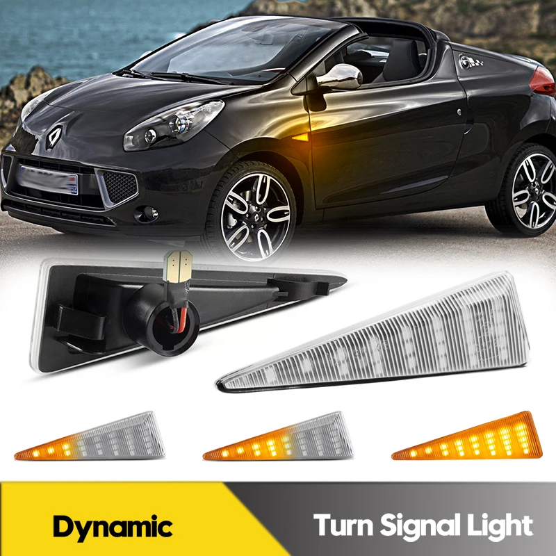 

2Pcs No Error LED Dynamic Side Marker Light Turn Signal Blinker Lamps For Renault Magane Espace Scenic Wind Car Accessories