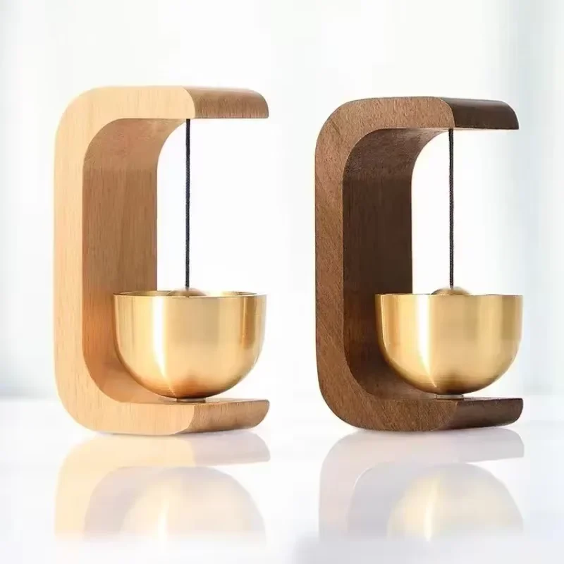 Wooden Wind Chimes Japanese Wireless Doorbell Entrance Door Bell Decorative Wind Bell for Home Opening Remind Brass Decoration