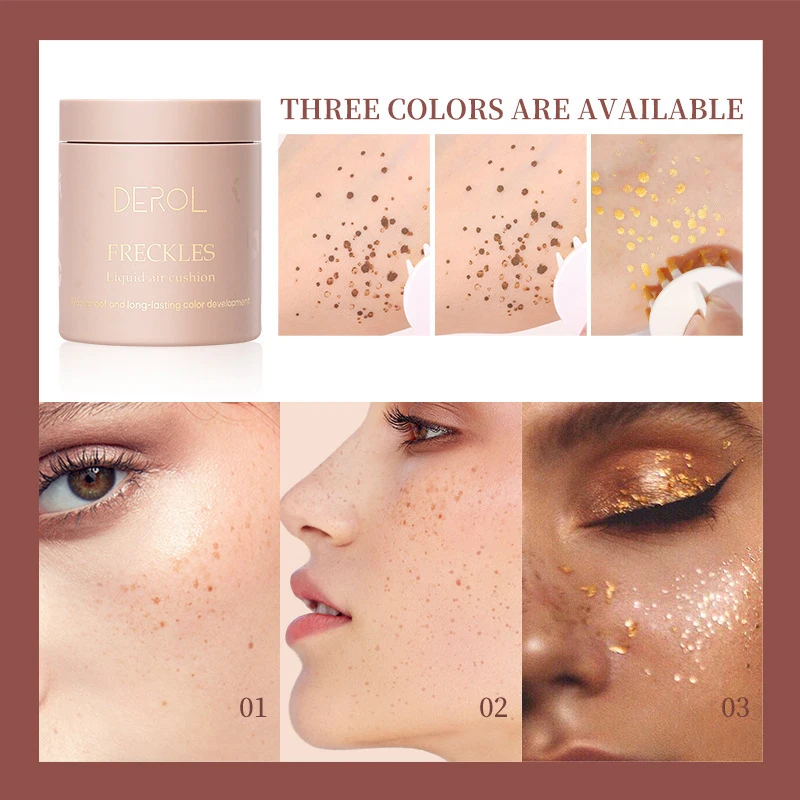 Face Body Freckled Stamp Kit Lifelike Freckle Natural Simulation Fake Dot Spot Comb Seal Air Cushion Freckle Waterproof Makeup