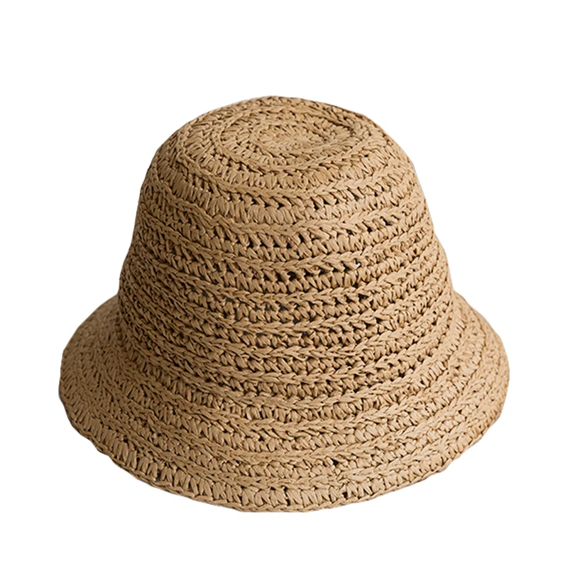 Japanese Foldable Hand-woven Straw Hat Ladies Spring and Summer Vacation Beach Fisherman HatBig Brim Shade Small Fresh BucketHat