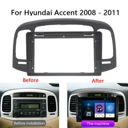 9 Inch Car Radio Fascia For Hyundai Accent 2008 2009 2010 2011 Video Panel Player Audio Dash 2 Din Frame Dashboard Mount Kit