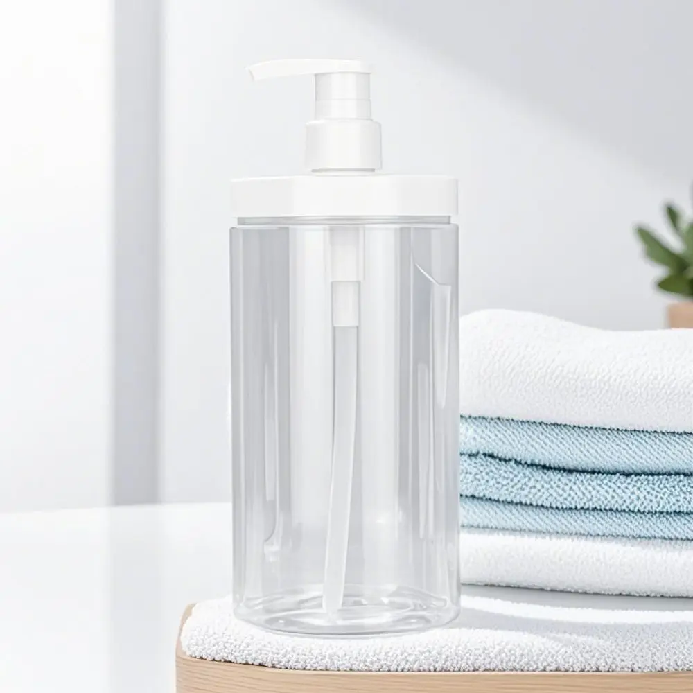 Distributeur de bouteilles à pompe de 500/1000ml, bouteilles de douche transparentes à large bouche, bouteille de rangement rechargeable en PET pour shampoing, après-shampooing, Lotion