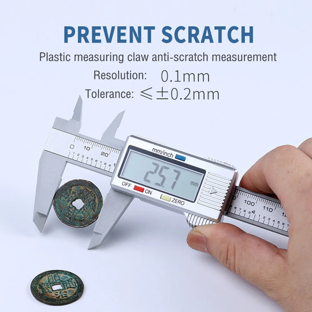 100mm 150mm Electronic Digital Caliper Vernier Caliper Gauge Micrometer Measuring Tool Digital Ruler Thickness Gauge Depth Ruler