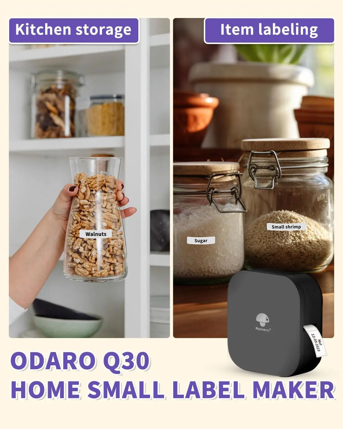 Phomemo Q30 Label Maker Machine Inkless Thermal Label Printer Bluetooth Portable Handheld Mini Labeler for School Home Office