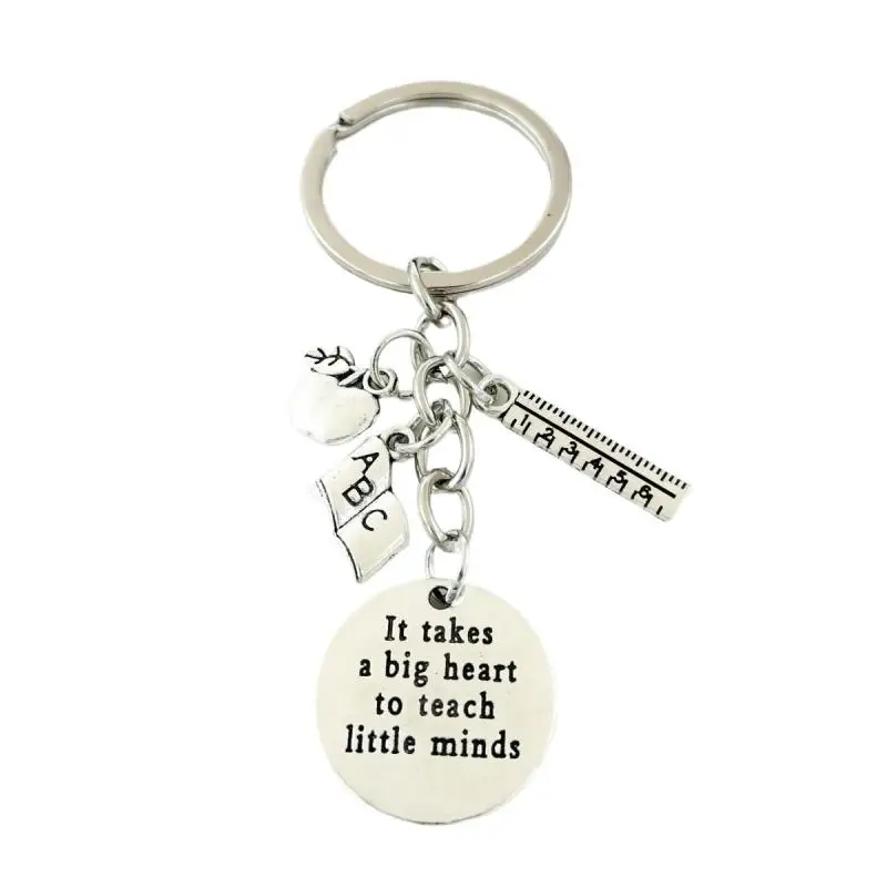 1 قطعة المفاتيح المعلم يخذ قلبًا كبيرًا لتعليم العقول الصغيرة كيرينغ المدرسية قلادة الديكور مجوهرات اكسسوارات هدية