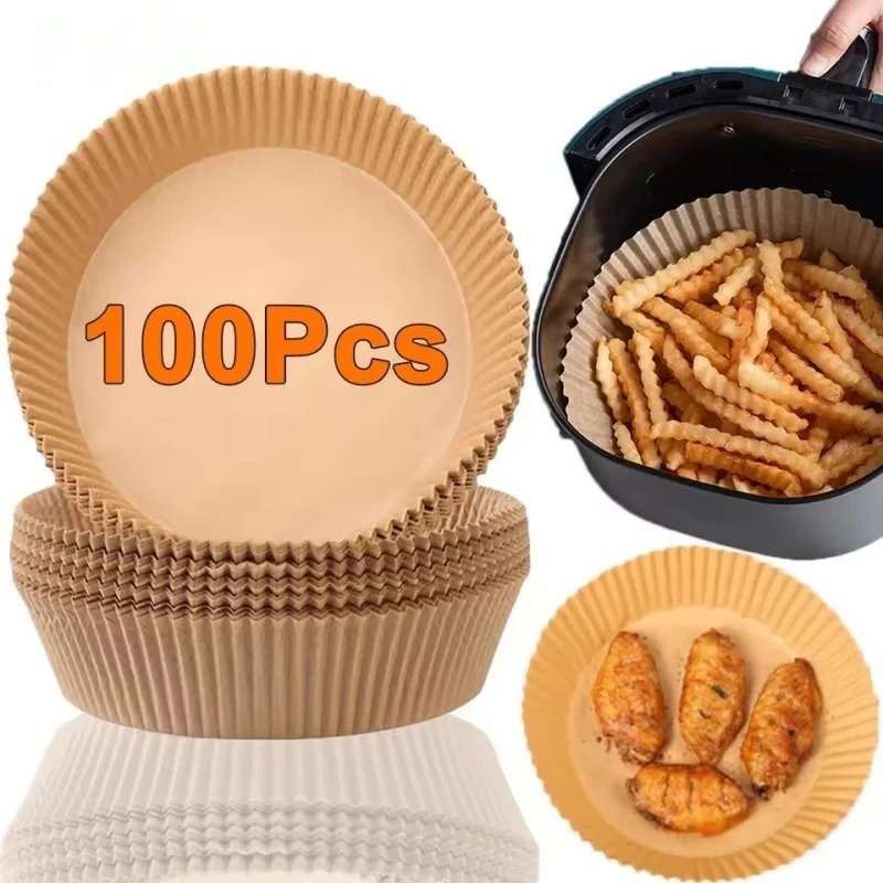 

50/100Pcs Air Fryer Disposable Paper Non-Stick Airfryer Baking Papers Round Air-Fryer Paper Liners Paper Kitchen Accessories