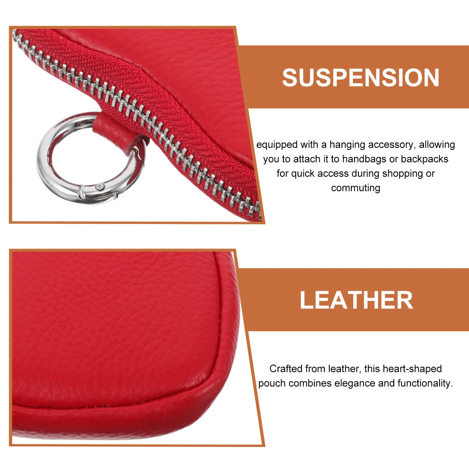 Portafoglio piccolo a forma di cuore rosso Portamonete femminile Portachiavi Mini custodia Elegante portamonete per viaggi Shopping Uso quotidiano Donna