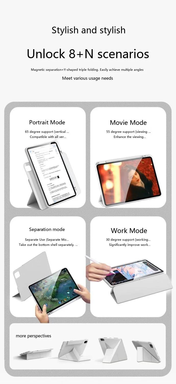 Für OPPO Pad OnePlus Pad 13,2 12,1 11,6 11,4 11 8,8 Zoll TPU Y Fold 720 Magnetische Trennhülle – Detail 4