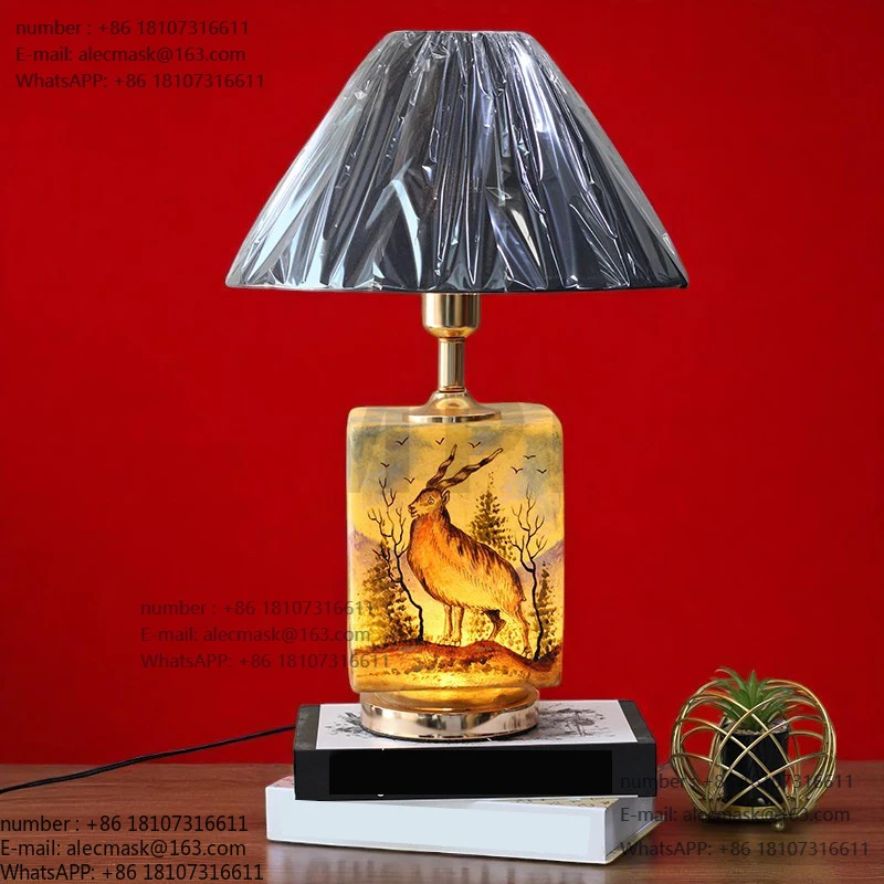 

Art Double Light Table Lamps Camel Skin Hand Painted Traditional Design Simple Electric Lighting Living Room