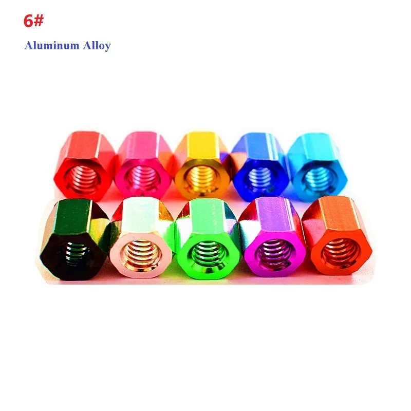 Aluminum Alloy 6# Hexagon Hex Rod Coupling Nut Connector Joint Tubular Nuts New Listing Colored