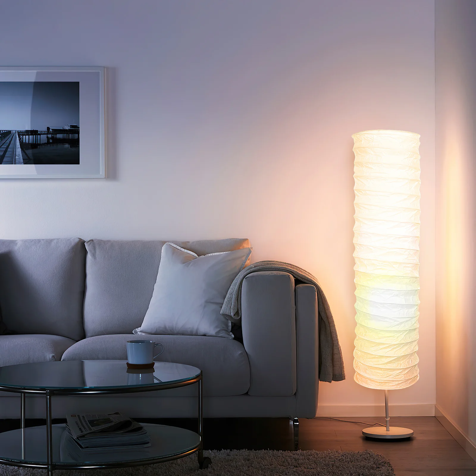 ورقة غطاء مصباح أرضي الشمال الحد الأدنى طوي الأرز ورقة غطاء المصباح الحديثة الطابق غطاء خفيف غرفة المعيشة غرفة نوم