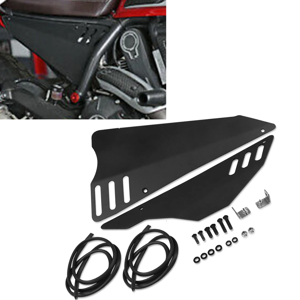 

For Ducadi scrambler 800 Motorcycle Rear Frame Side Cover Panels Guard Protector Crap Flap Engine Protection Black Aluminium