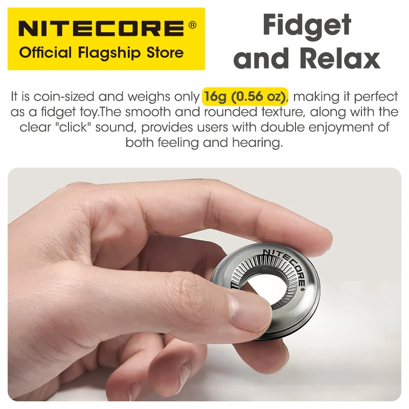 Nitecore Halo 10 Titanium Curve Measure Ring Mini 16g Lightweight Portable EDC Fidget Toy Pendant for Outdoor Home