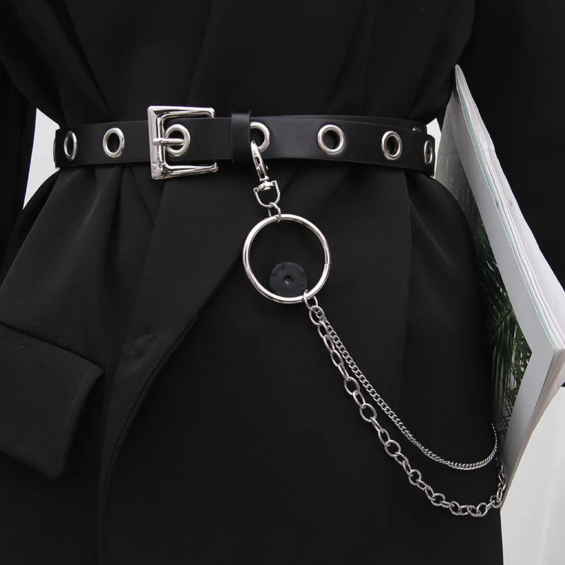 2026 Punk Rock Black Metal Chain Belt for Women, Fashionable Decorative Waist Chain for Dress & Blazer, Versatile Y2K Accessory