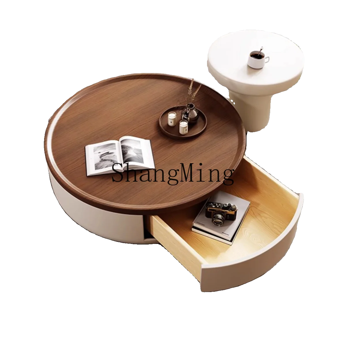 

CL coffee table modern simple small apartment living room cream wind size round coffee table combination