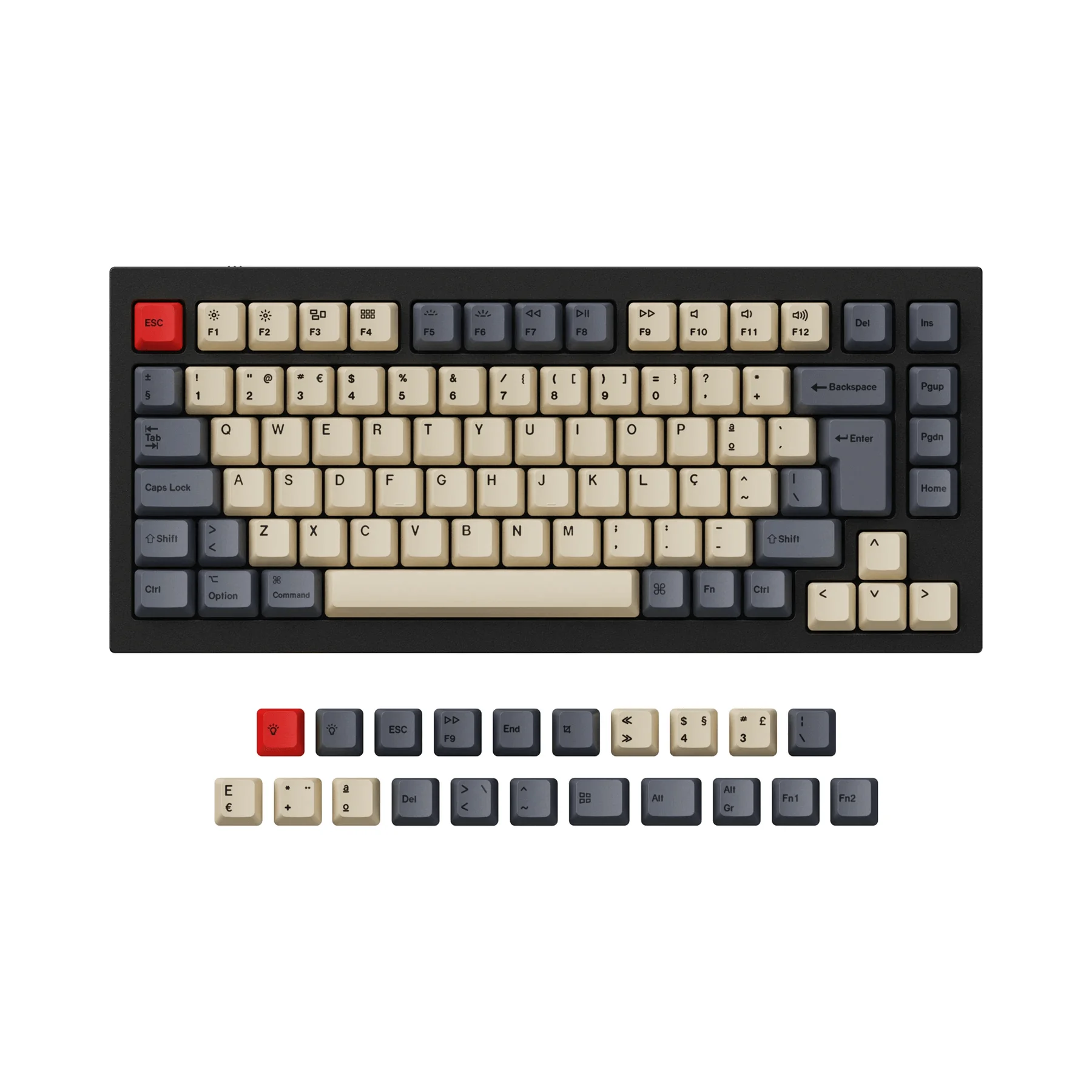 Keychron Portuguese-ISO Layout OEM Dye-Sub PBT Keycap Set for Q1 & Q2 & K2 Mechanical Keyboard