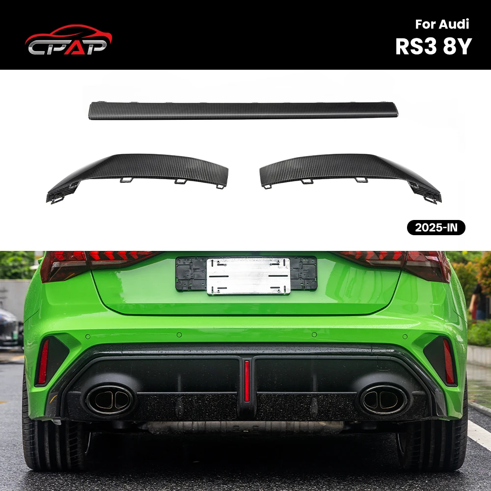 

Real Prepreg Dry Carbon Fiber Rear Bumpe Diffuser Trim For Audi RS3 8Y LCI OEM Style 2025-IN 3Pcs/Set