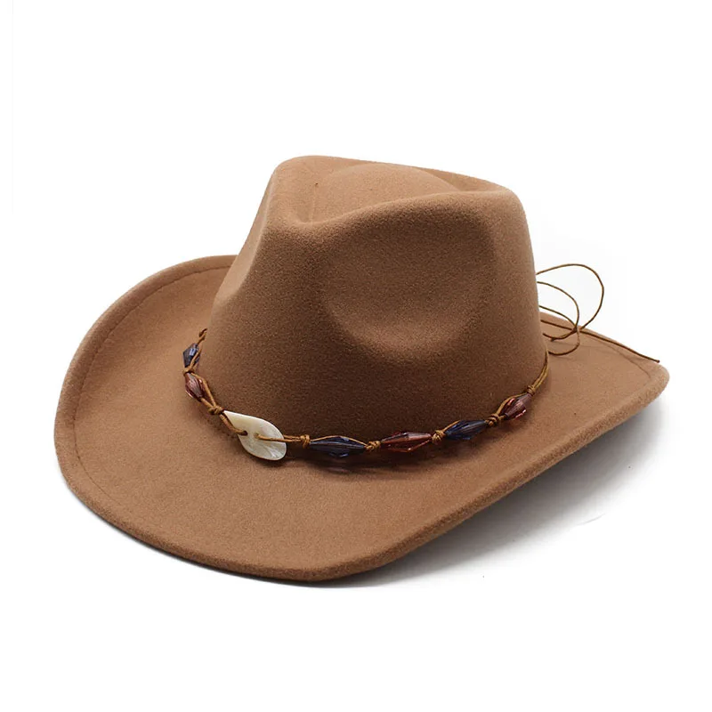 Sombrero Fedora de lana de mezclilla occidental para hombres y mujeres, sombrero de pastizales Retro, fieltro cruzado, otoño e invierno, nuevo